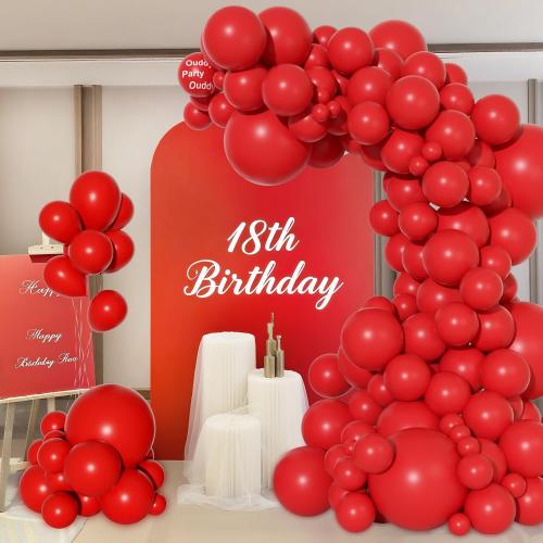 Ouddy Party 129Pcs Red Balloon Arch Garland Kit in 18 12 10 5 Inch