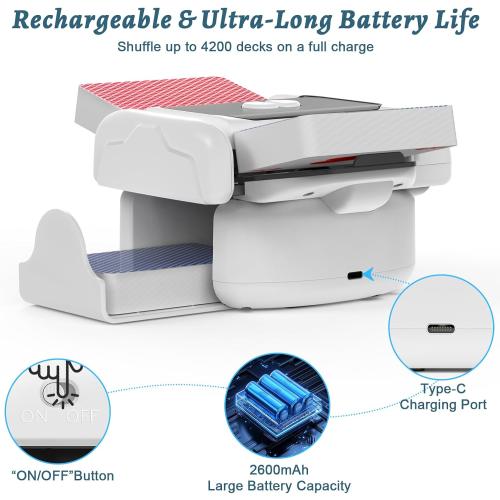 Automatic Card Shuffler 2 Deck, Rechargeable Playing Cards Shuffling Machine with One-Press AUTO&Manual Mode, Electric Poker Shufflers for UNO, Skip-Bo, Phase 10, Home Party Card Games