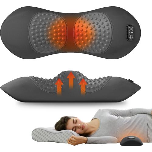 3-in-1 Electric Lumbar Support Pillow for Bed and Chair, Triple Fusion Back Massager with Heated, Vibration and Traction for Lower Back Pain Relief and Spine Support