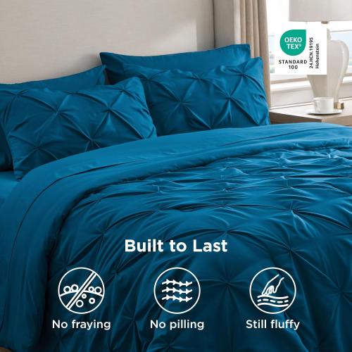 Bedsure 7-Piece Full Size Comforter Sets & Sheets, Teal Full Bedding