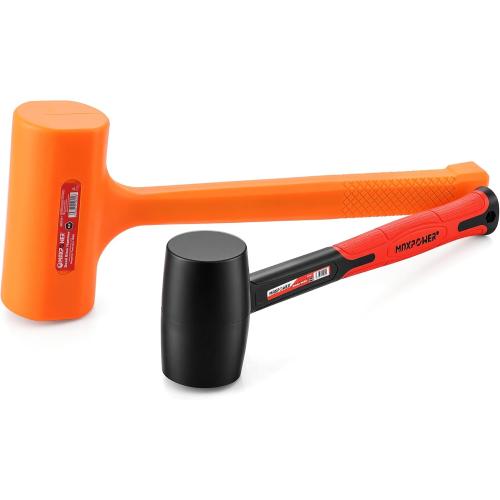 MAXPOWER 2PCS Rubber Mallet Set, 5LB Dead Blow Hammer & 16oz Rubber Mallet