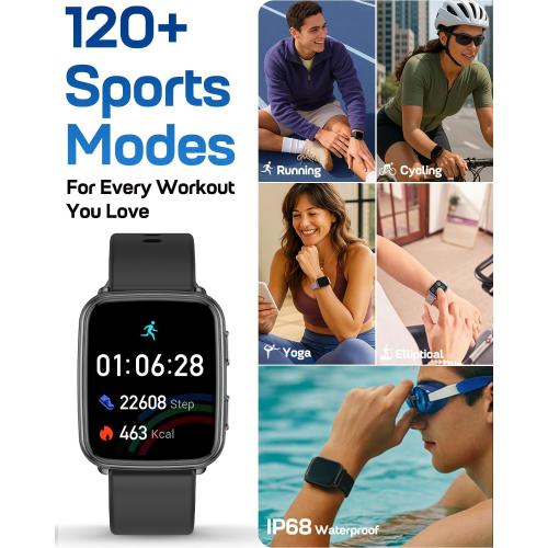 MorePro Fitness Tracker with 24/7 Heart Rate & Blood Pressure Monitor, Blood Oxygen & Sleep Tracker, Smart Watch with Step Calorie Counter, IP68 Waterproof Activity Tracker for Women Men Android iOS