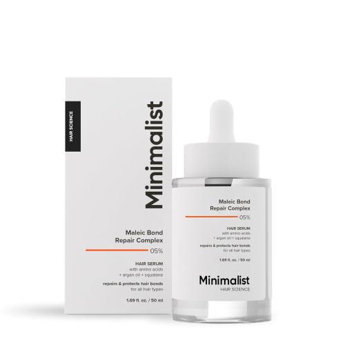Minimalist Hair Serum for Strengthening & Repairing Damaged Hair | Patent Pending Formula | Maleic Bond Repair Complex 05% | With Amino Acids, Argan Oil & Squalane | For Women & Men | 1.7 Fl Oz/ 50 ml
