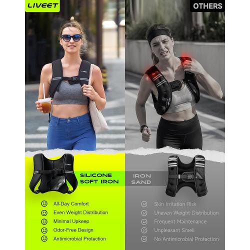 Weighted Vest for Women Men, Soft Iron, Reflective Strips