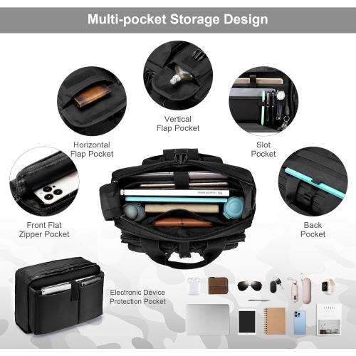 Stypos Tactical Messenger Bag,14inch/15.6inch/17.3inch Briefcase for Man Military Laptop Bag, Flight Work Bags for Pilots