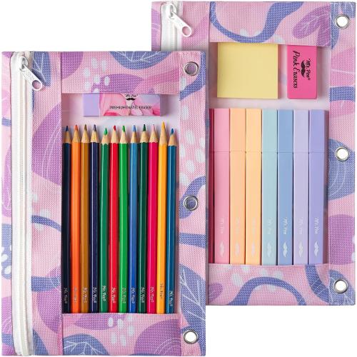 Mr. Pen- Pencil Pouch for 3 Ring Binder, 2 Pack, 10x6.75, Smooth Zipper