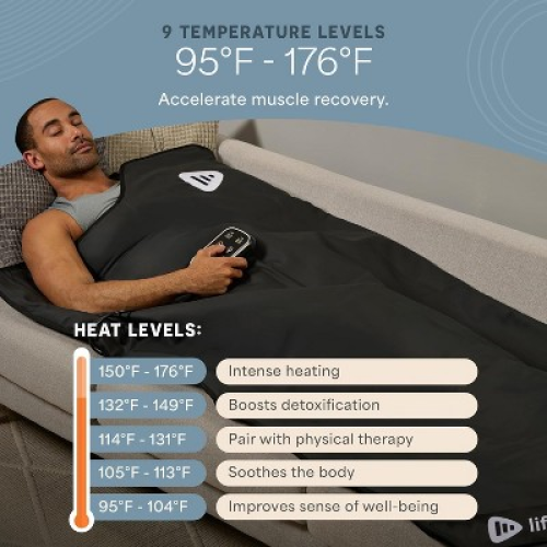 Lifepro RejuvaWrap Infrared Sauna Blanket - Portable Far Infrared Sauna for Detox, Relaxation, Muscle Recovery & Adjustable Heat