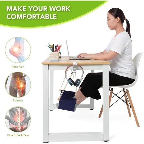 iMissiu Foot Hammock Under Desk Footrest, Adjustable Office Foot Rest Under Desk Hammock, Portable Desk Feet Hammock with Headphones Holder (Black)