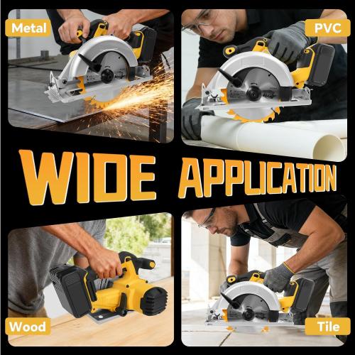 Cordless Circular Saw for Dewalt 20V Battery, 6-1/2 Inch Brushless Circular Saw, 0-45°Cutting Bevel,Max Cutting Depth 1.6 for Wood, Soft Metal, Plastic(No battery)