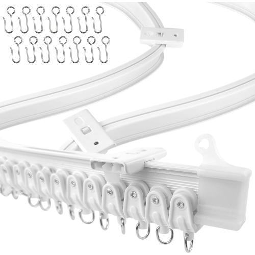 UrbanRed Flexible Ceiling Curtain Track, 5 m (16.4 ft) Rail Kit, White | Flexible curtain ceiling track bends for smooth sliding, making it ideal for room dividers, RVs and bay windows.