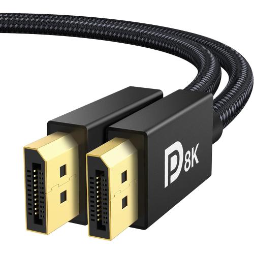 IVANKY VESA Certified 8K DisplayPort Cable 1.4, 6.6ft DP Cable Supports HDR | Display Port Cable, 8K@60Hz, 4K@240Hz, 2K@240Hz, HBR3, 32.4Gbps, HDCP 2.2, FreeSync G-Sync, for Gaming Monitor, Graphics, PC