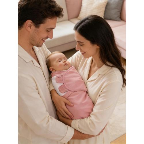 Newborn Swaddle Blanket Wrap 0-3 Months (3-Pack) - Adjustable Infant Sleep Sack, 100% Cotton Anti-Startle Soothing Sack, Soft Breathable Nursery Bedding - Dusty Rose   Pearl   Mauve