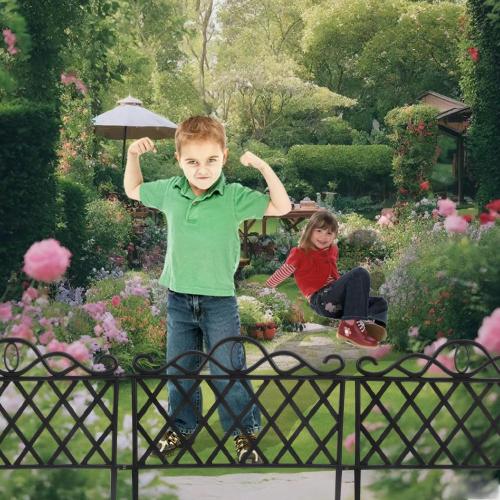 Ouliget Plastic Decorative Garden Fence,Grass Lawn Flower Beds Landscaping Edging Borders,Lightweight Outdoor Path Fence Panels,14in(H)×19in(L),Pack of 8
