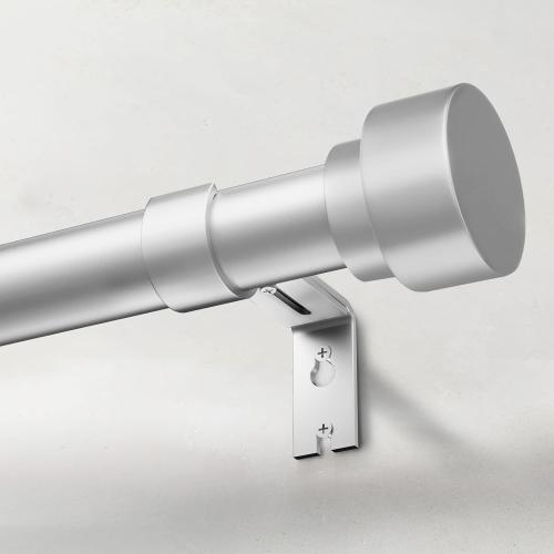 Heavy Duty Curtain Rods for Windows 66 to 120 Inch, 1 Inch Silver Window Curtain Rod for Bedroom, Living Room, Outdoor, Adjustable Easy Install Long Modern Curtain Rods(A1,Silver,30-120)