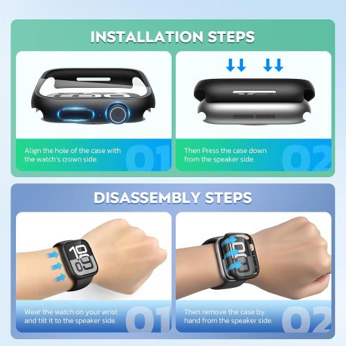 Misxi 2 Pack Tempered Glass Case Compatible for Apple Watch Series 3 Series 2 38mm, Hard PC Screen Protector Overall Protection Ultra-Thin Lightweight Scratch-Resistant Cover for iWatch, Jet Black