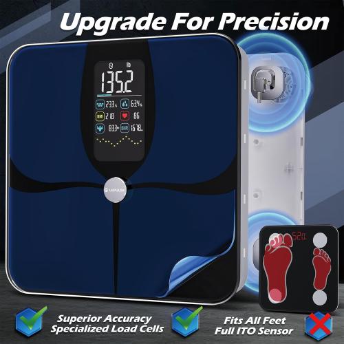 Lepulse Smart Weight Scale with BMI Body Fat Muscle Mass,USB Rechargeable