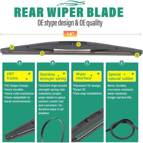26 17 14 Windshield Wiper Blades Replacement for Subaru Forester 2012-2018 / Subaru Outback 2015-2019 Premium All Weather Front Rear Wipers Set - OEM Quality (Pack of 3)