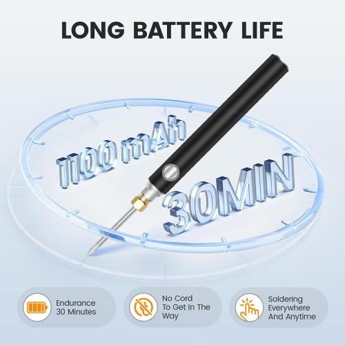 Cordless Soldering Iron Kit, ELMCONFIG 1100mAh USB Wireless Electric Soldering Gun Pen, Portable and Rechargeable for Home Appliance Repair, Electronic Components, DIY, Black