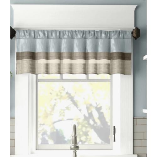Madison Park Amherst Blue Pintuck Single 50x18 Window Valance