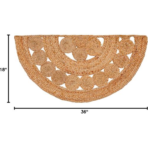 Boho Braided 1.5x3 Area Rug - Jute Natural Fiber Half Round Rug