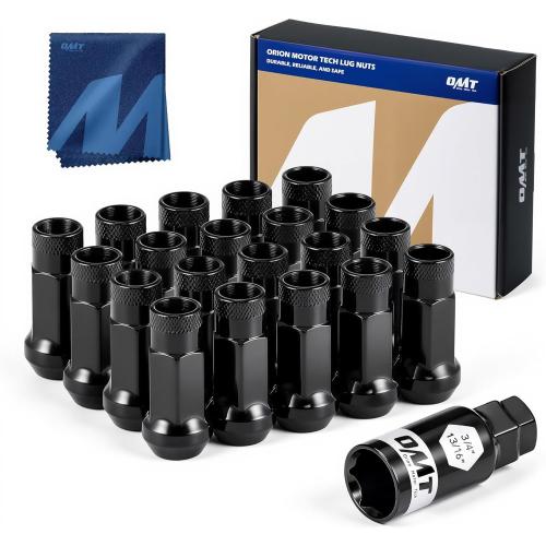 OMT M12x1.25 Lug Nuts with Cone Seat, 20pcs Lug Nuts Set with 1 Socket Key