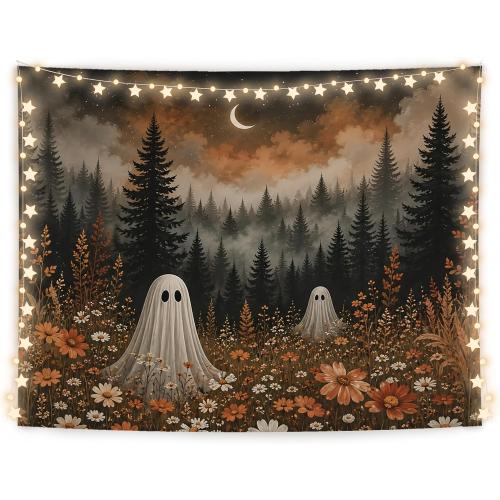 YPZPSJB Floral Halloween Gothic Ghost Tapestry 50x60,Ghost Room Decor