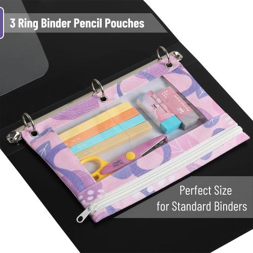 Mr. Pen- Pencil Pouch for 3 Ring Binder, 2 Pack, 10x6.75, Smooth Zipper