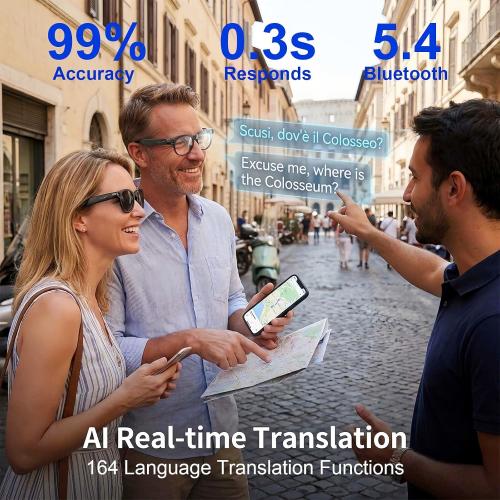 AI Smart Glasses with Camera, 4K HD Video Recording Sunglasses