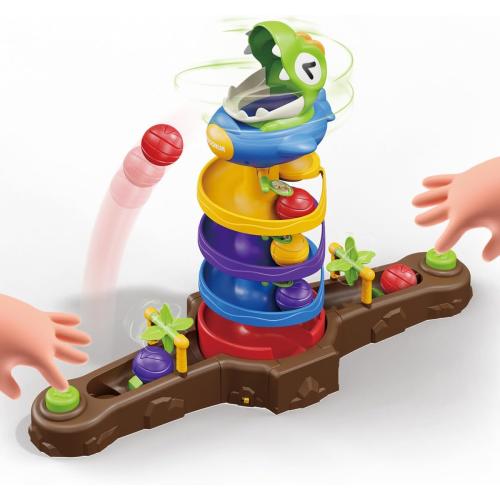 Dinosaur Ball Drop Toy for 3 4 5 6 7 8 Years Old Kids, Dino Spin Twister Toddlers Toy, Shoot Balls Toddler Montessori Toys Gifts for 3-6 Year Old Boys Girls, 2 Players PK Mode