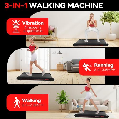 Sperax Walking Treadmill Pad with APP, 3 in 1 Under Desk Treadmill, 400W Low Noise Walking Vibration Pad with Remote Control,Portable Treadmills for Home Office