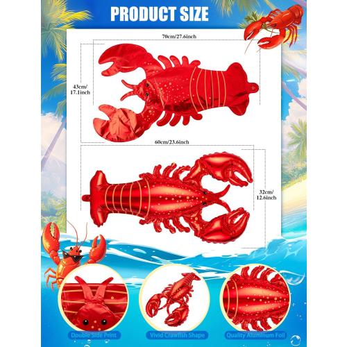 8Pcs Crawfish Balloons Giant Lobster Foil Balloons