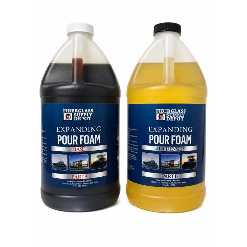 Fiberglass Supply Depot 2 Lb Density Expanding Pour Foam, 2 Part Polyurethane Closed Cell Liquid Foam for Boat and Dock Flotation, Soundproofing, Filling Voids, and Insulation (1 Gallon Kit)