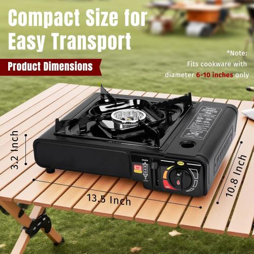 SHINESTAR Portable Butane Camping Stove with Carrying Case, 7800 BTUs
