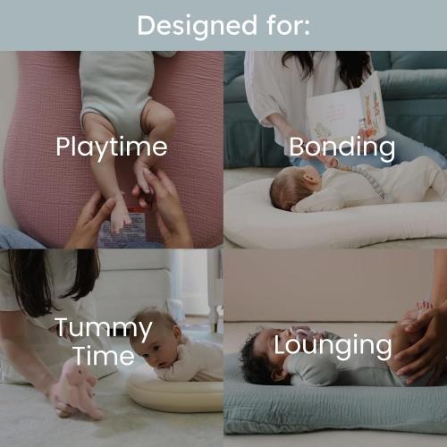 snuggle me® Baby Lounger Curve (0-6 Months) - Premium Organic Cotton with Foam Core, Machine-Washable Cover, Buttery-Soft & Breathable CSPC Compliant Infant Lounger Baby Nest with Travel Bag - Slate