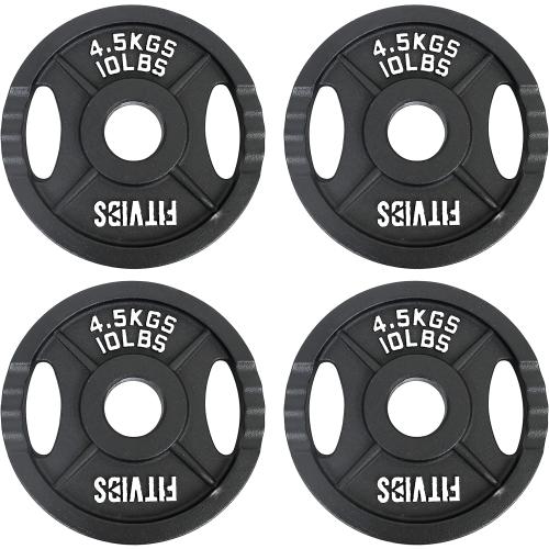 Set of 4 Signature Fitness Cast Iron Plate Weight Plate for Strength Training and Weightlifting, Standard or Olympic, Multiple Sizes
