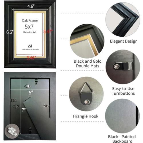 COLOR BROWN ❗❗5x7 USA Natural Oak Wood Picture Frame Matted to 4x6, 1 Pack | Thickened and Widened, Mortise & Tenon,Real HD Tempered Glass, Tabletop or Wall Mount Display Includes Wall Kit
