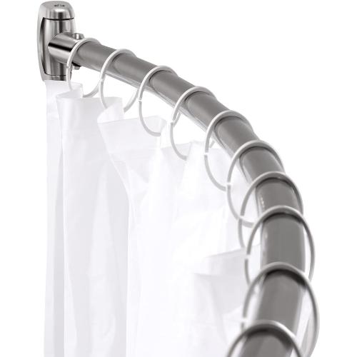 Adjustable Curved Shower Rod, 42-72 inches Extra Wide Shower Curtain Rod, Rust proof, Premium Stainless Steel, Curved Shower Curtain Rod for Bathroom, Need to Drill, Silver