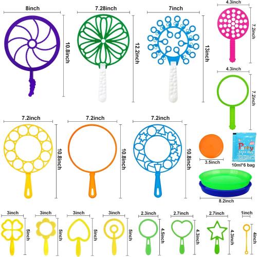 Roberly 25 PCS Big Bubble Wands Set with Tray, Bubble Making Maker for Kids