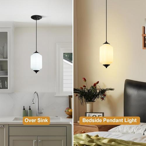 Milk Glass Light Fixture 5.5in Small Pendant Light Bulb Included