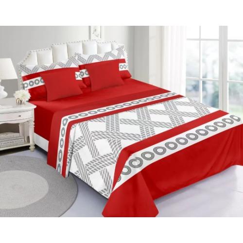 Deepsleep Queen Size Bedspread Set 9 Pieces, grey and Red Stripe