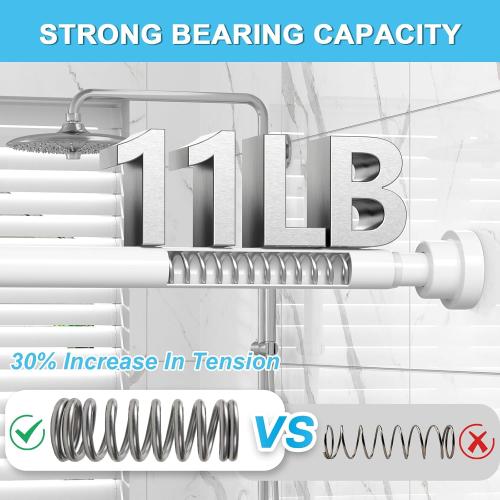 AIZESI White Tension Curtain Rod 30-63In 1PCS,Adjustable Spring Tension Rod