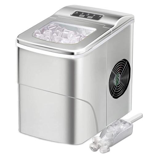 Ice Maker Machine for Countertop with Self-Cleaning 26LBS/24H Compact Automatic Ice Maker 9 Cubes Ready in 6-8 Minutes Portable Ice Cube Maker Perfect for Home/Kitchen/Office/Bar White (White)