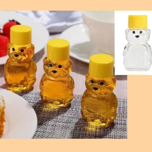 6 Pack Honey Bear Bottle 2oz Bear Shape Clear Empty Honey Bottles Honey Jar with Screw Lid,Plastic Mini Honey Jars Party Favors for Storing and Dispensing (6)