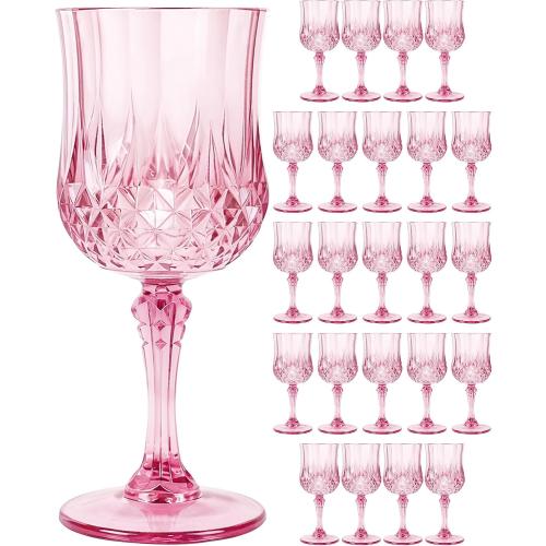 Pink Plastic Wine Glasses Acrylic Goblets Unbreakable