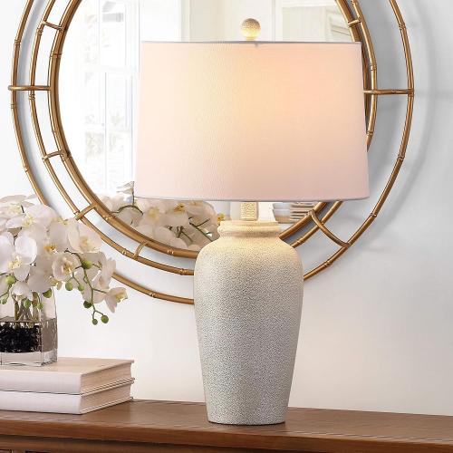 SAFAVIEH Lighting Collection Sabrin Modern Cream 26-inch Bedroom Living Room Home Office Desk Nightstand Table Lamp (LED Bulb Included)
