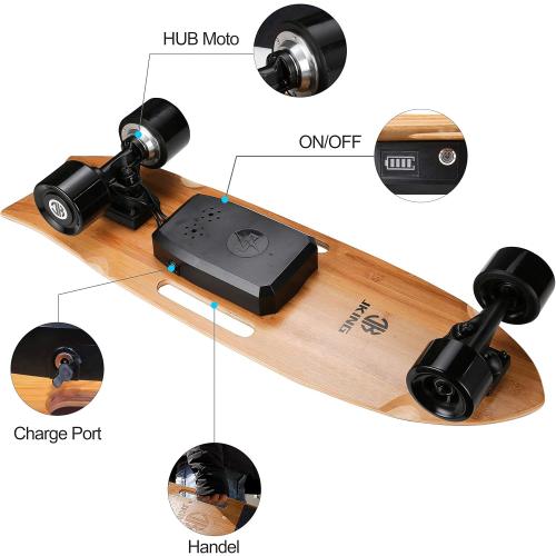 Jking Electric Skateboard Electric Longboard with Remote Control Electric Skateboard,700W Hub-Motor,16.7 MPH Top Speed,8.2 Miles Range,3 Speeds Adjustment