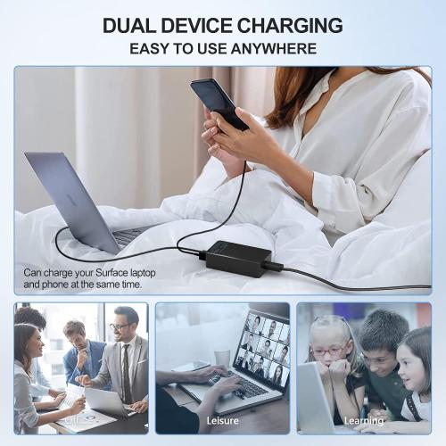65W Surface Pro Laptop Charger for Microsoft Surface Pro 9, 8, 7 , 7, 6, 5, 4, 3, X, Surface Laptop 5 Studio 4 Go 3 2, Surface Go 3 2 1, Surface Book and Travel Case…