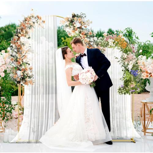 6.6FT Metal Arch Backdrop Stand Gold Balloon Arch Frame for Wedding Party