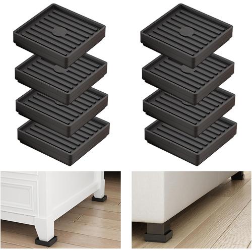 Bed Risers Heavy Duty, Set of 8, Stackable Square Furniture Risers, Black