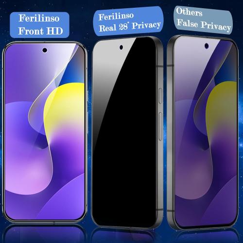 Ferilinso [Auto Dust Install] 3 Pack Privacy Screen Protector for Google Pixel 10 Pro XL, Tempered Glass Phone Case Friendly Accessories, Protector de Pantalla for Google Pixel 10 Pro XL